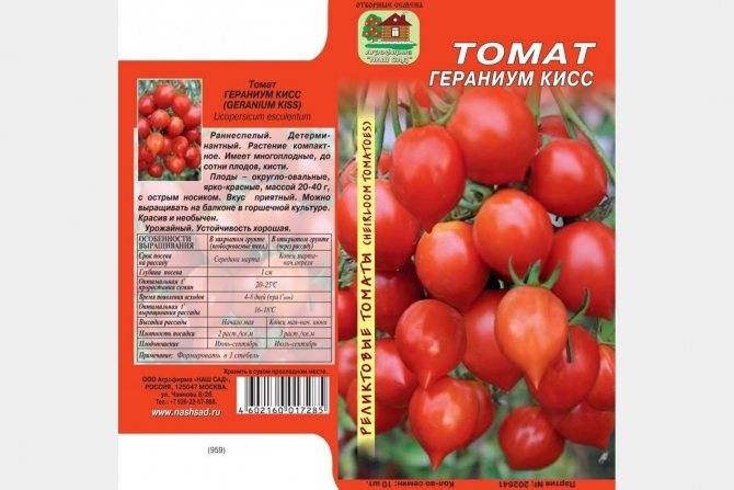 Описание и характеристики сорта томата Поцелуй герани, его урожайность