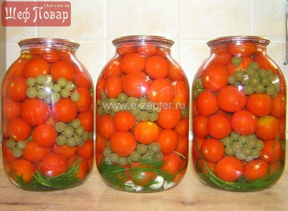 Вкусные рецепты консервирования помидоров с виноградом на зиму