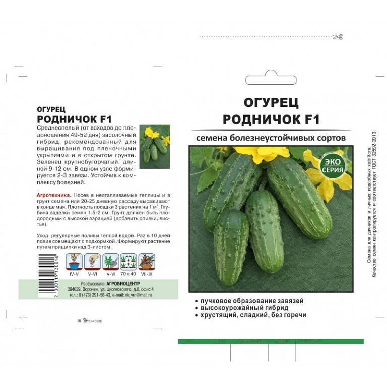 Огурец родничок f1: характеристика и описание сорта, выращивание и уход с фото