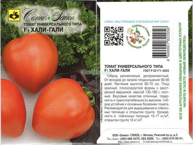 Характеристика и описание сорта томата Хали Гали, его урожайность