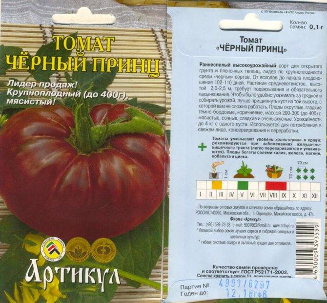 Характеристика и описание сорта  томата Черный Принц, его урожайность