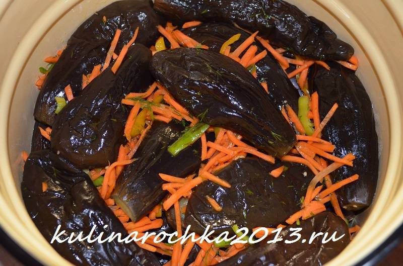 Рецепт квашеных баклажанов с морковью зеленью и чесноком на зиму